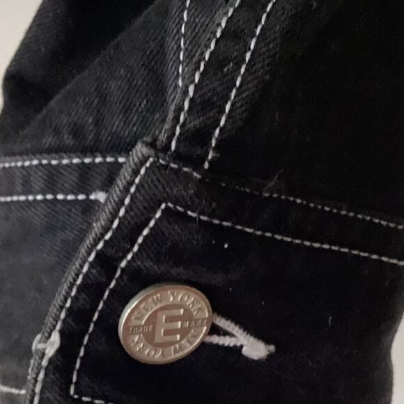 Emanuel Ungaro Classic Black Denim Jacket with White Stitching Size L - Picture 3 of 10